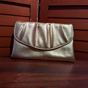 80s Vintage Gold Faux Leather Clutch
